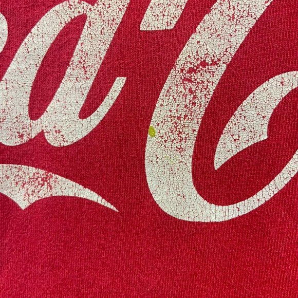 Coca-cola Vintage T-Shirt Mens Sz L Large Red With White Logo Flaws - Picture 6 of 9